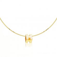 Hermes Cage d'H Necklace White in Lacquer Yellow Gold